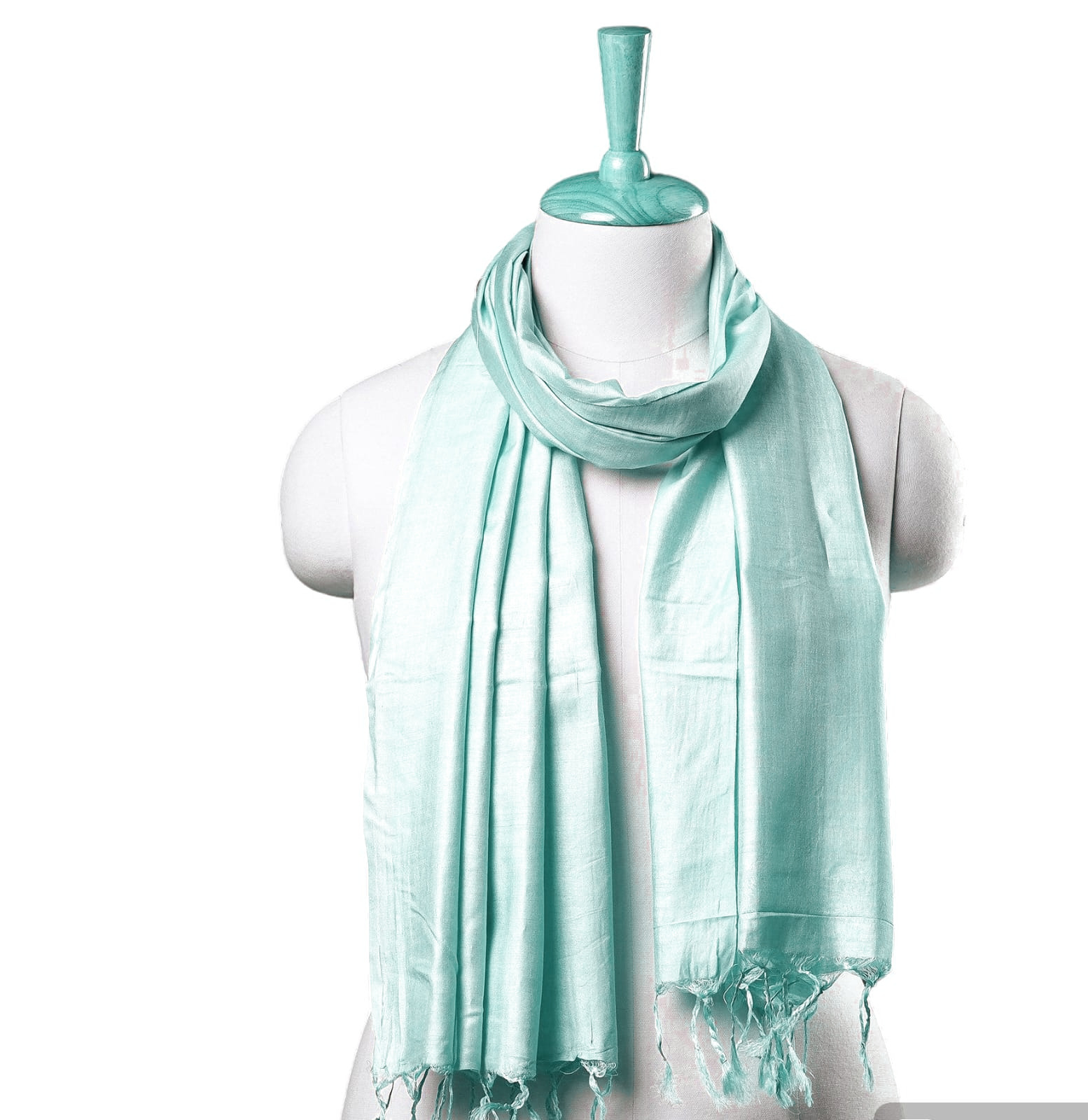 Sea Green Plain Handloom Pure Banana Silk Stole